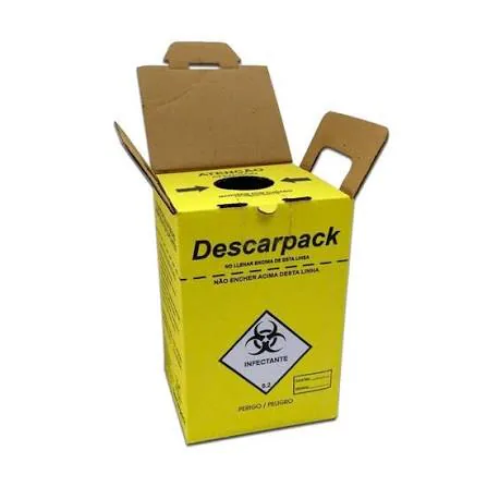 Caixa coletora Descarpack para descarte de perfuro cortantes de 3 litros