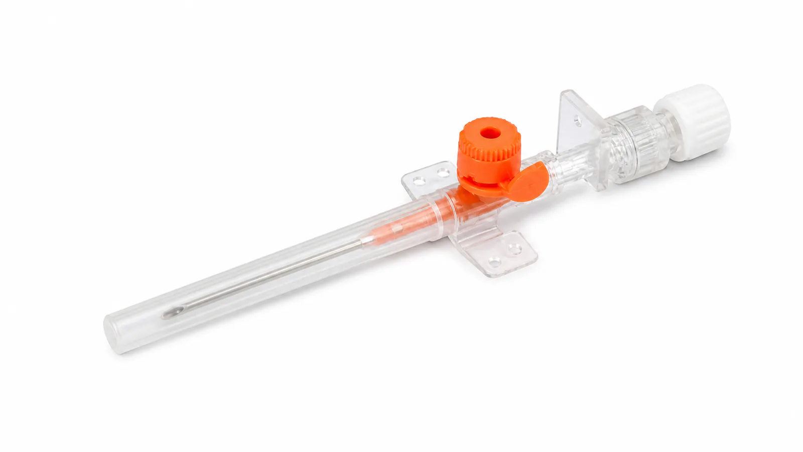 Cateter periférico intravenoso com componente laranja