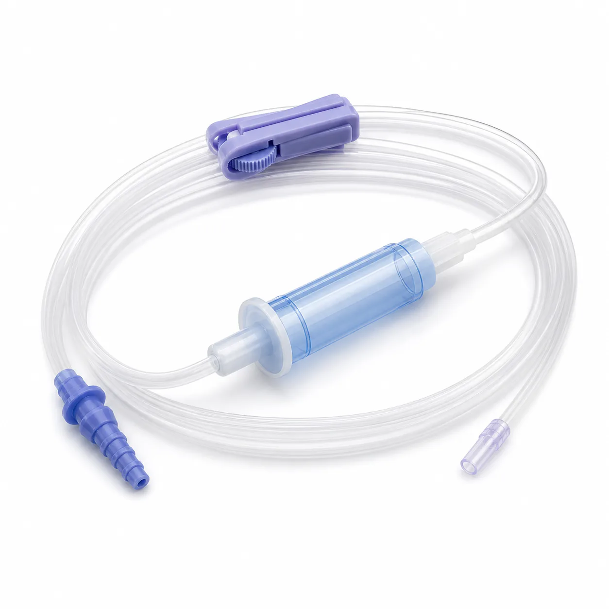 Equipo para nutrição enteral com câmara azul e conector escalonado