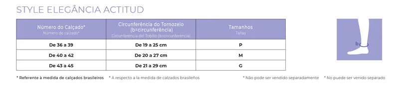 Tabela de medidas Sigvaris Style Elegância Actitud Masculina